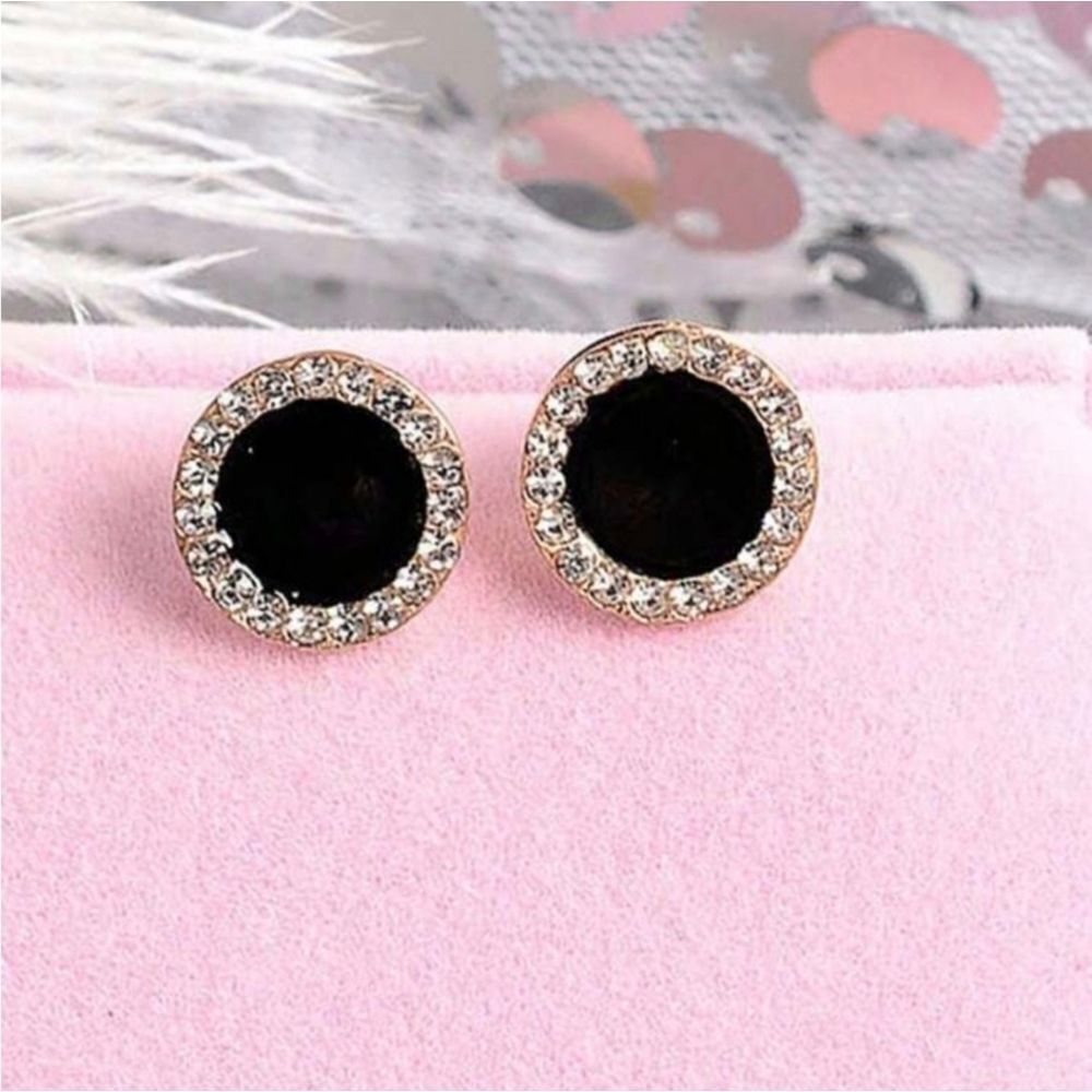 Black Rhinestone Stud Earrings